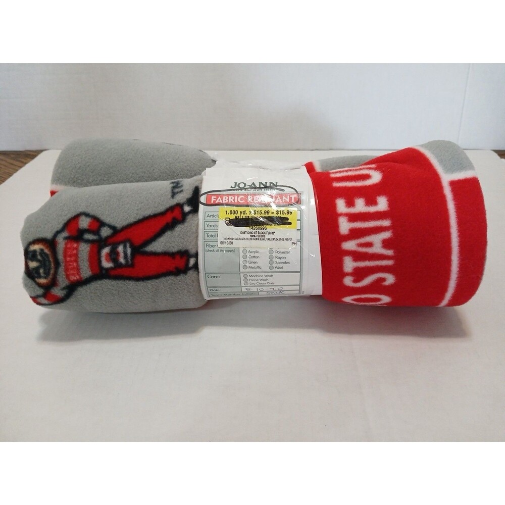Joann Fabric Remnant Ohio State University Brand 1,000 YD 100% FLEECE